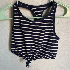 Aerie Knot Front Striped Crop Top Sports Bra